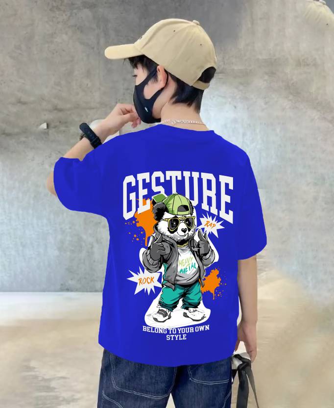 Beaumen Boys Typography Pure Cotton Oversized T Shirt