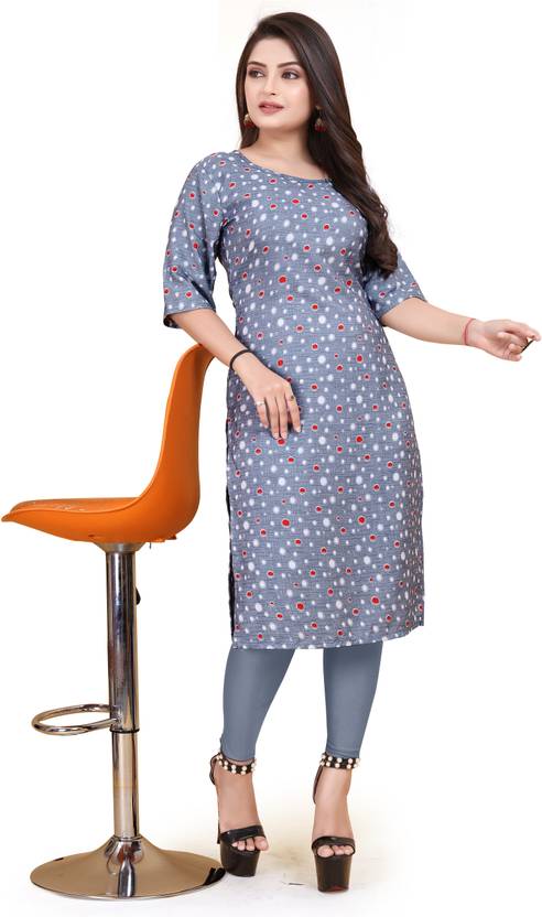deshmi fashion Printed Crepe Straight Kurta for Women