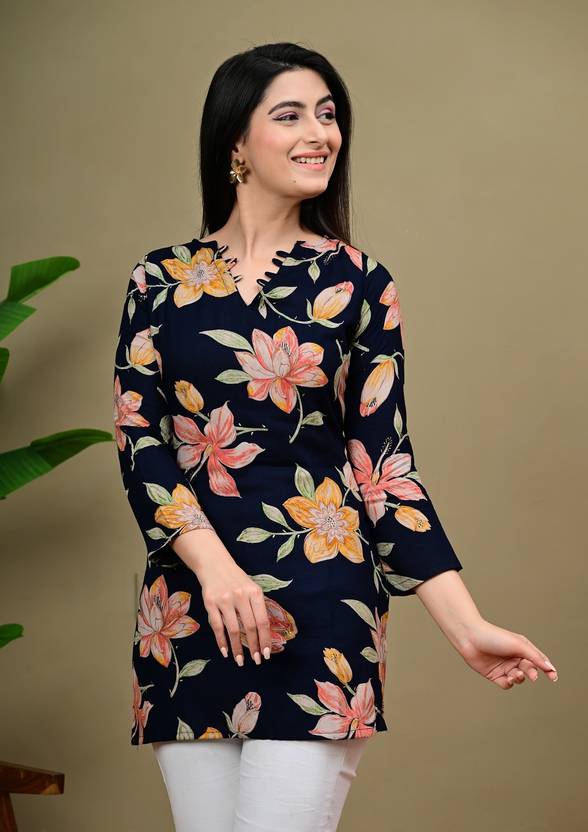 Dhibha Printed Viscose Rayon Straight Kurta for Women
