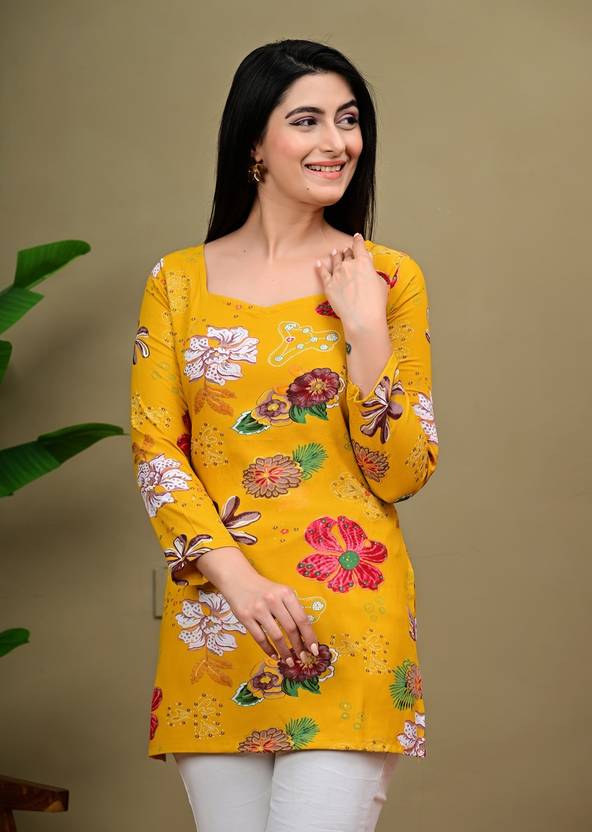 Dhibha Printed Viscose Rayon Straight Kurta for Women