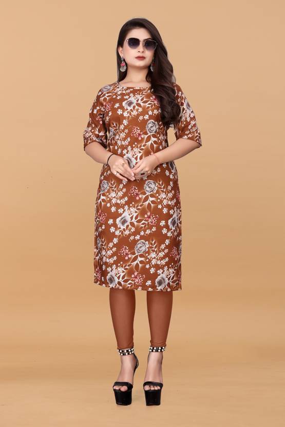 deshmi fashion Printed Crepe Straight Kurta for Women