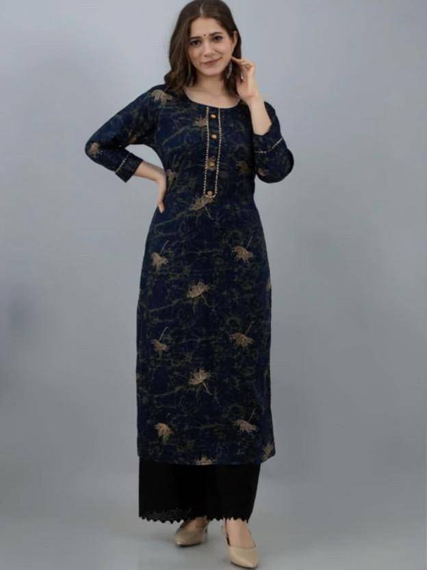 badodiya's Floral Print Viscose Rayon Straight Kurta for Women
