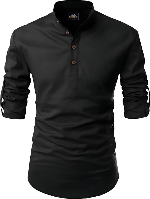Kavyangle Creation Solid Cotton Blend Straight Kurta for Men