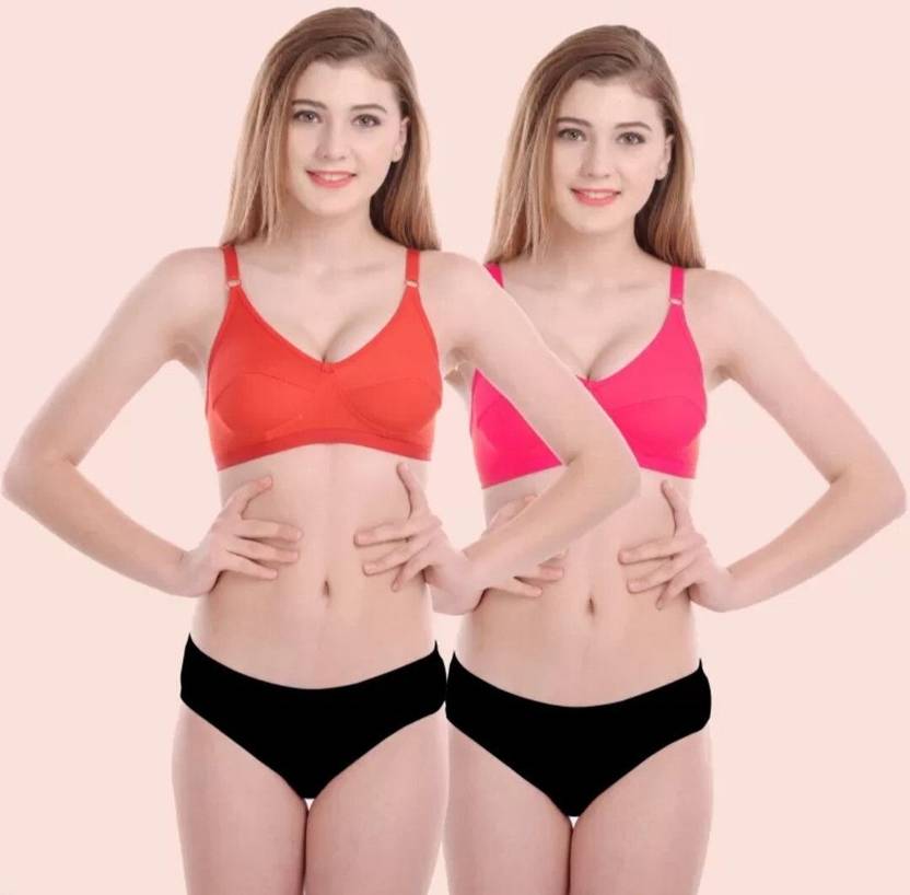 Houseofleingrie Bra & Panty Set Solid Multicolor Lingerie Set