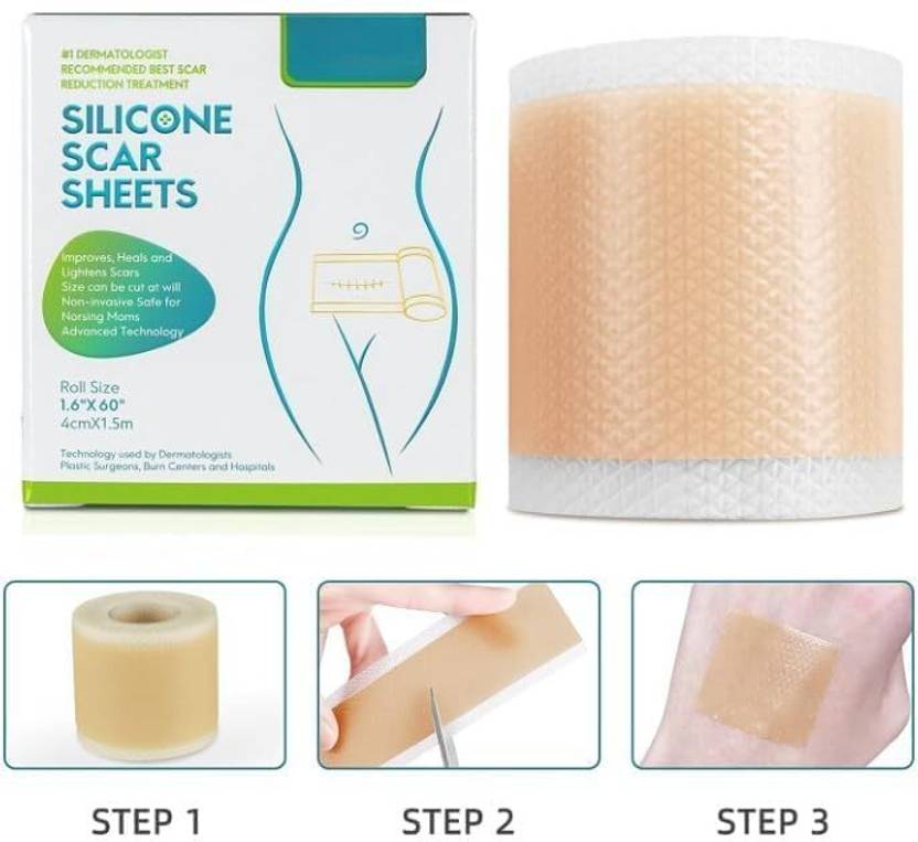 CROWNS Breathable Silicone Scar Sheet 4cm x 150cm Gauze Medical Dressing