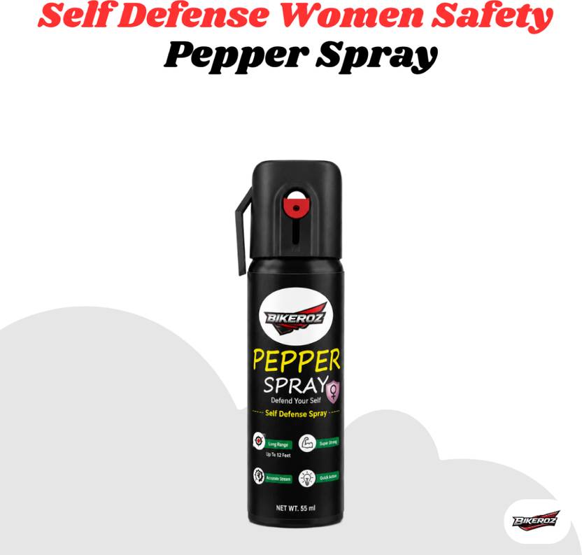 BikerOz Powerful Pepper Spray Self Defence for Women 55 ml | Long Lasting TI1X Pepper Stream Spray
