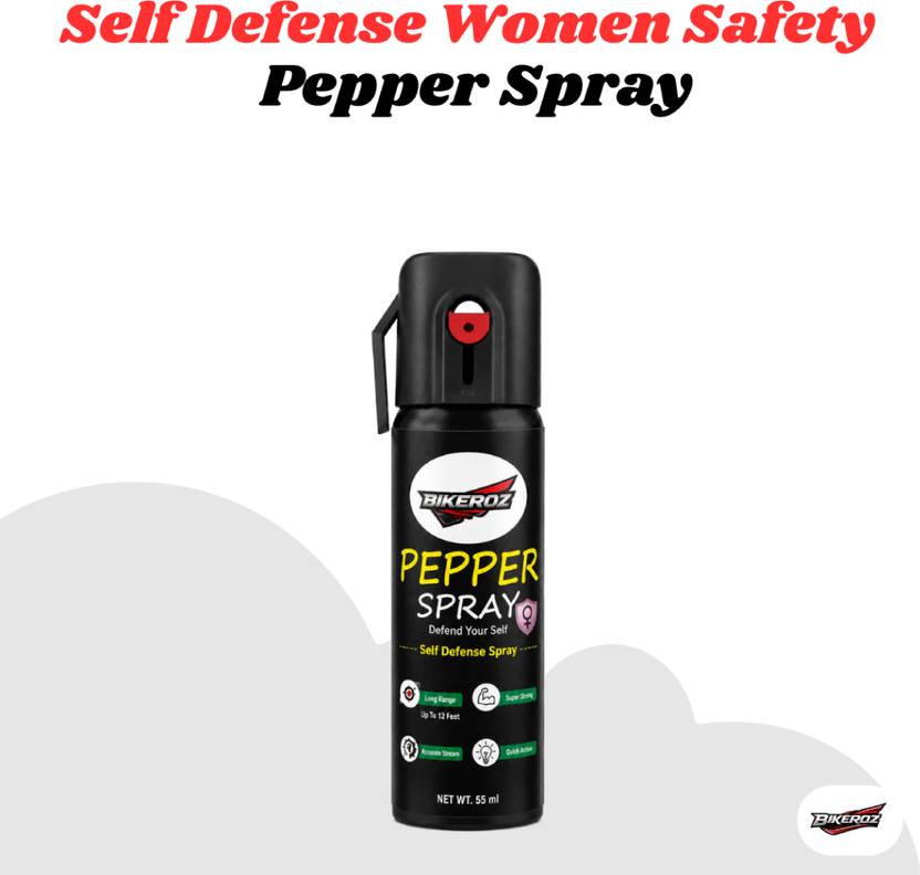 BikerOz Powerful Pepper Spray Self Defence for Women 55 ml | Long Lasting TI1W Pepper Stream Spray