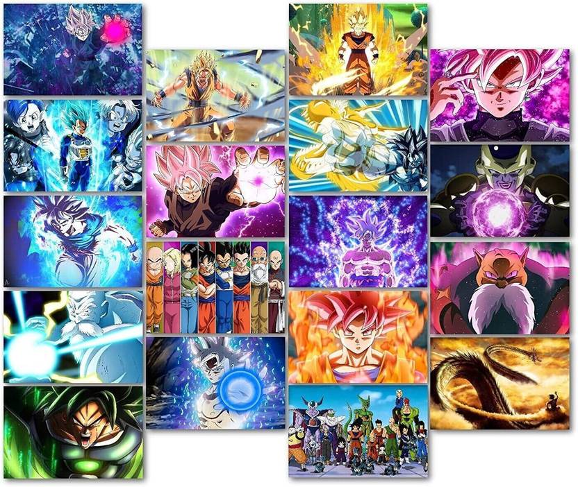 Dragon Ball Anime Poster Set – 18-Pack Unframed 6x4 Inch Wall Collage Kit Featuring Goku, Vegeta, Gohan & More – Manga-Inspired Decor for Bedroom, Dorm & Anime Wall Aesthetic Fine Art Print