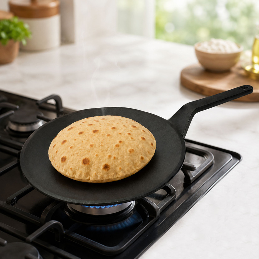 Click to enlarge JECO COOKWARE Cast Iron Roti Tawa, Pre-Seasoned Non-Stick Iron Roti/Dosa/ChillaTawa Tawa 22 cm diameter Price in India - Buy JECO COOKWARE Cast Iron Roti Tawa, Pre-Seasoned Non-Stick Iron Roti/Dosa/ChillaTawa Tawa 22 cm diameter online at Flipkart.co