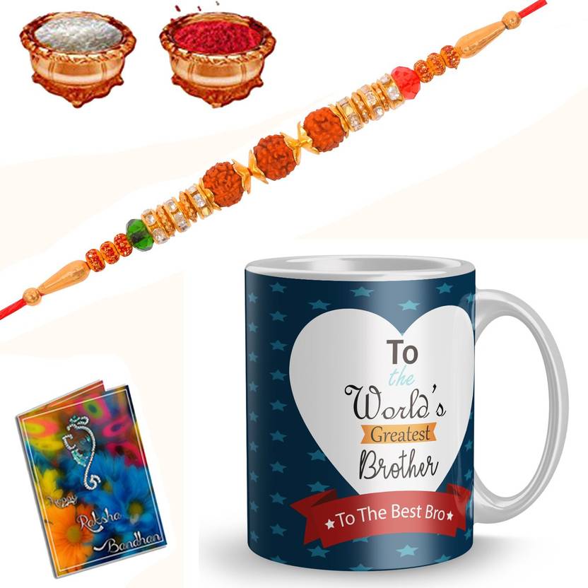 Dreamcart Designer R(74AF Mauli Thread Rakhi, Mug, Chawal Roli Pack