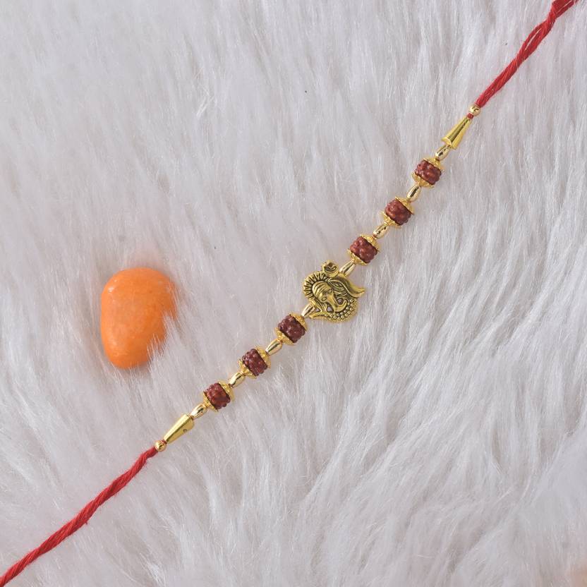 Designer 1 PIS RAKHI SET Assorted, Mauli Thread Rakhi, Chawal Roli Pack, Greeting Card Set by Twinkle Enterprises