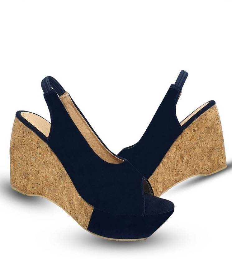 Women Black Wedges Sandal