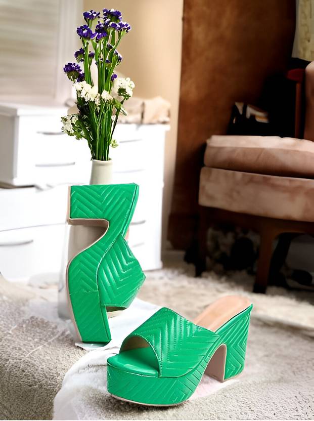 Women Green Heels Sandal