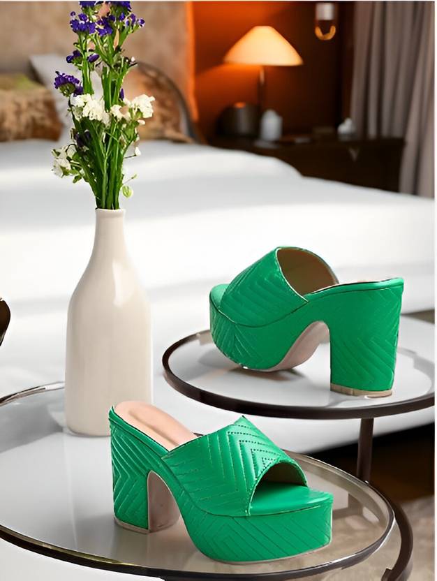Women Green Heels Sandal