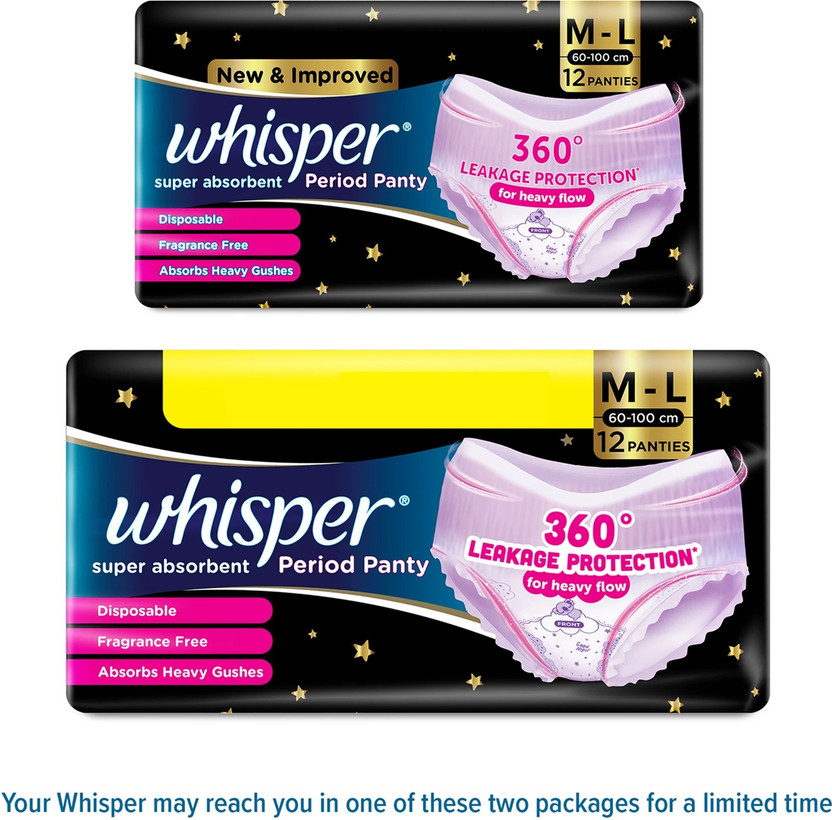 Whisper Best quality Super Absorbent Period Panty, size M-L 12