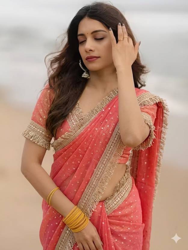 Vraggi Embellished Bollywood Silk Blend Saree