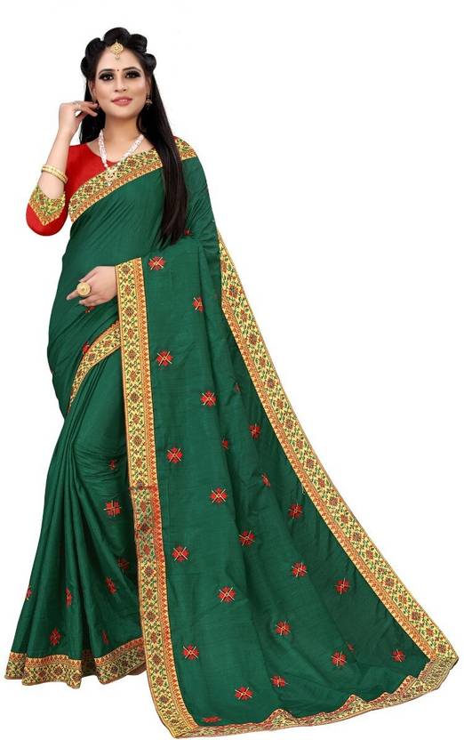 VRINDITA FASHION Embroidered Bollywood Art Silk Saree