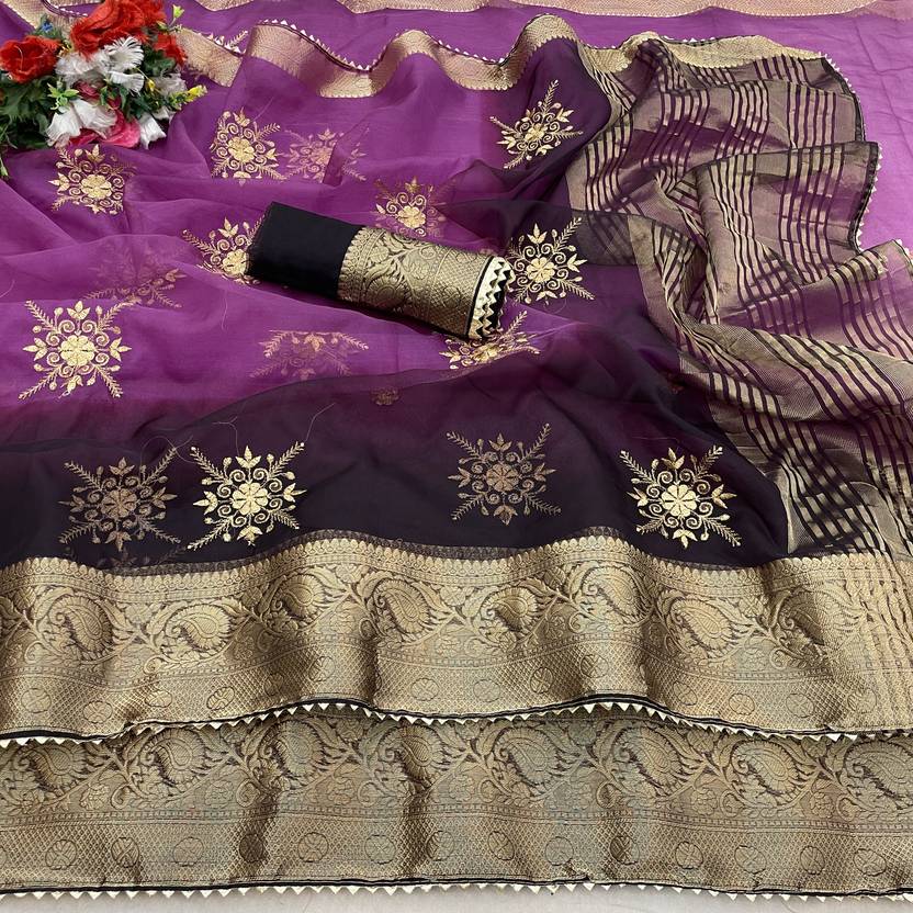 Pemal Designer Embroidered Bollywood Organza Saree