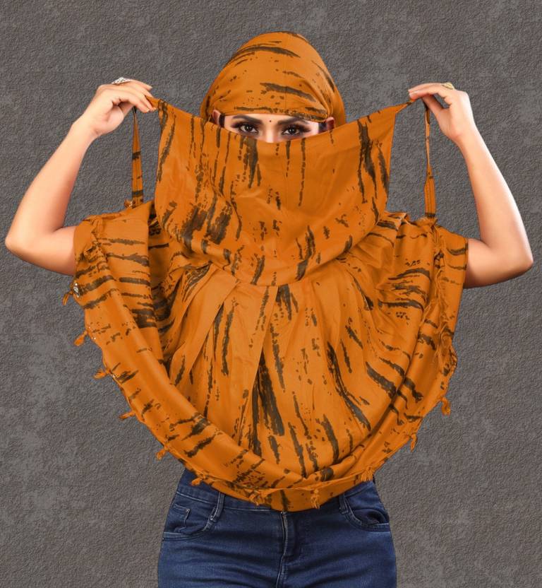 HOJIAX Printed Pure Cotton Women Yellow Fancy Scarf