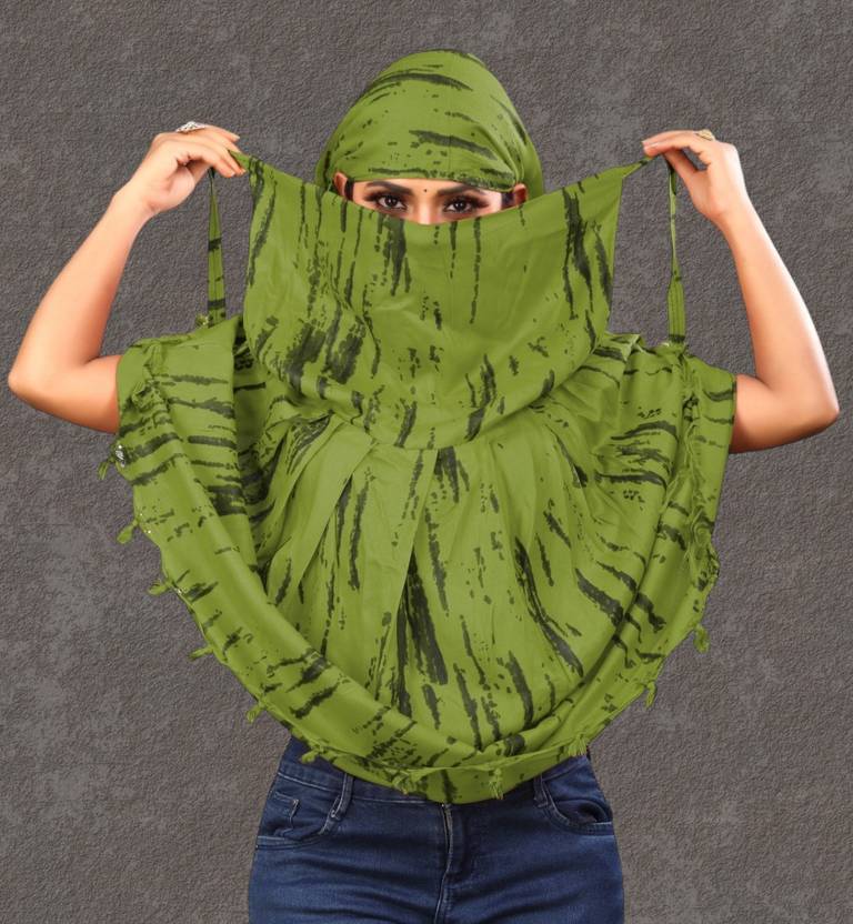 HOJIAX Printed Pure Cotton Women Light Green Fancy Scarf