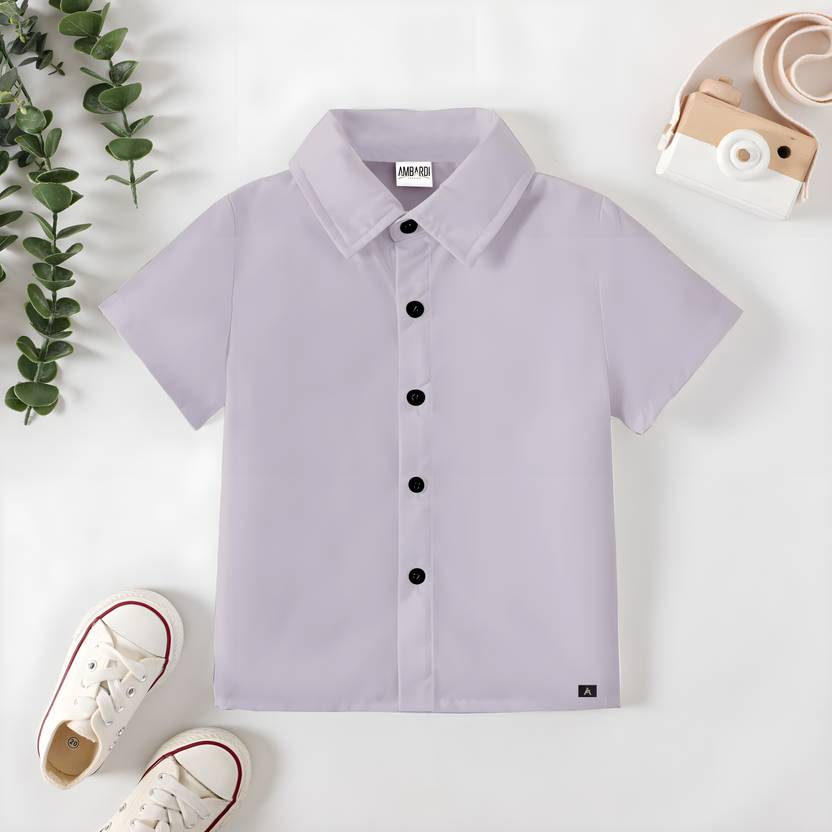 RAVYA TRENDZ Boys Regular Fit Solid Spread Collar Casual Shirt