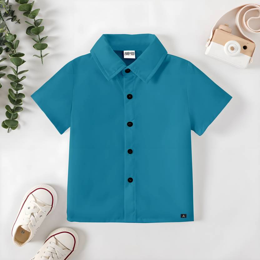 RAVYA TRENDZ Boys Regular Fit Solid Spread Collar Casual Shirt