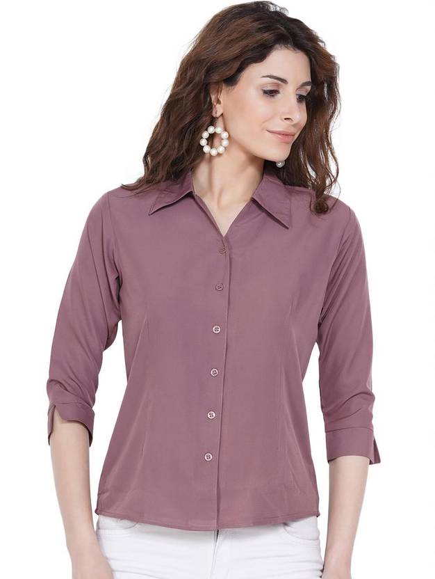 Akshatani Women Solid Formal Purple Shirt