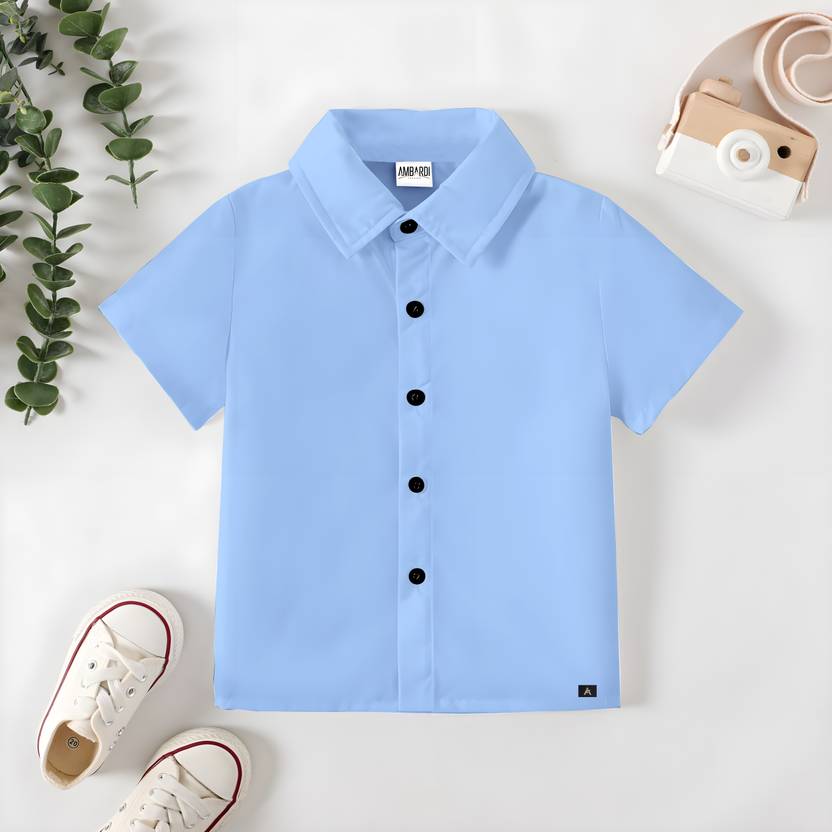 RAVYA TRENDZ Boys Regular Fit Solid Spread Collar Casual Shirt