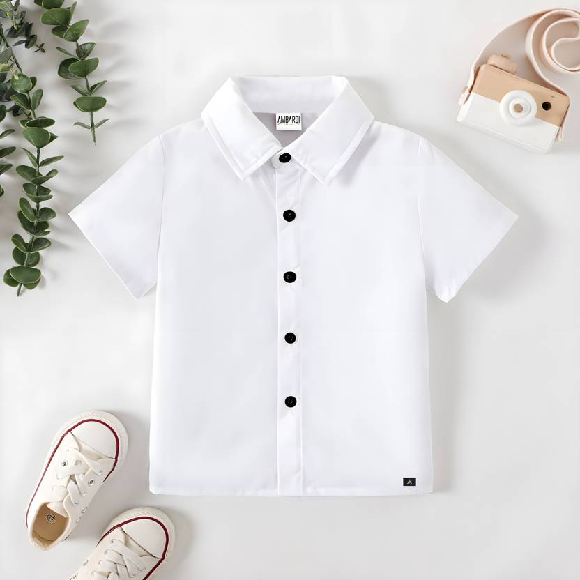 RAVYA TRENDZ Boys Regular Fit Solid Spread Collar Casual Shirt