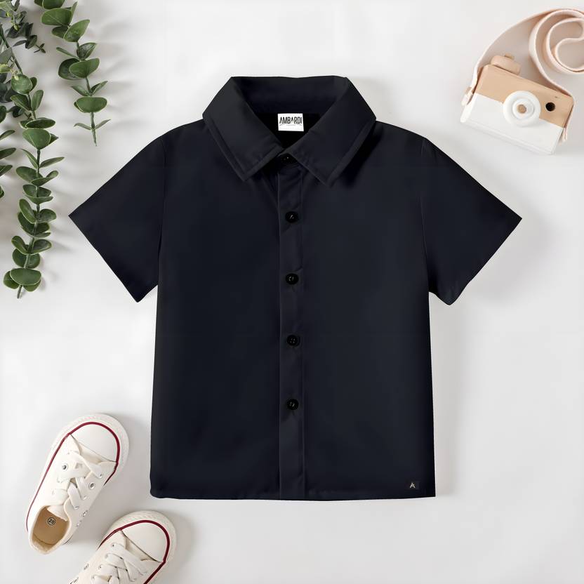 RAVYA TRENDZ Boys Regular Fit Solid Spread Collar Casual Shirt