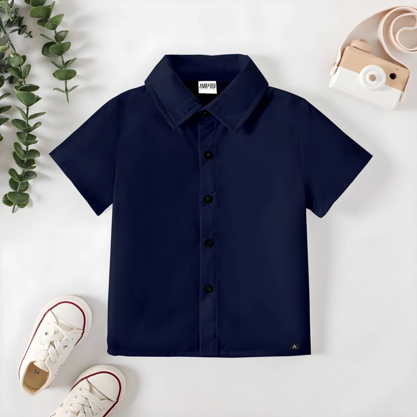 RAVYA TRENDZ Boys Regular Fit Solid Spread Collar Casual Shirt