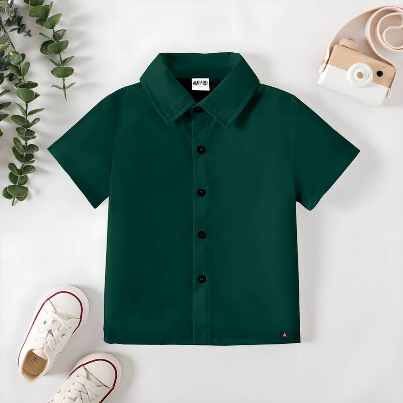 RAVYA TRENDZ Boys Regular Fit Solid Spread Collar Casual Shirt