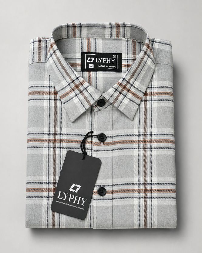 Lyphy Men Regular Fit Checkered Shirt - Image 7