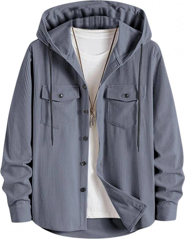 Horseman Men Comfort Fit Fit Self Design Hood Collar Casual Shirt