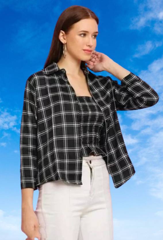 alisha crashan Women Regular Fit Checkered Casual Shirt