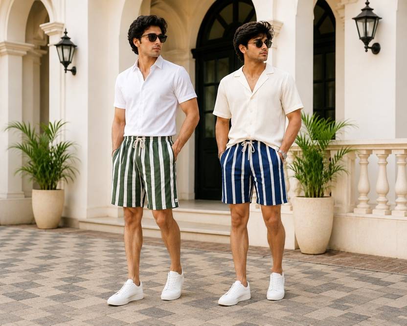 bulldozerbaba Striped Men Multicolor Casual Shorts