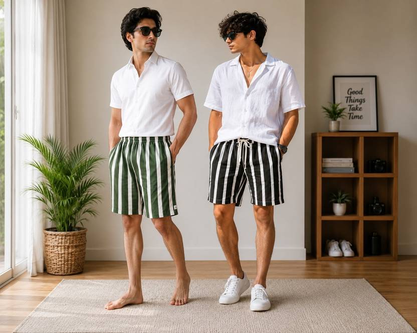 bulldozerbaba Striped Men Multicolor Casual Shorts