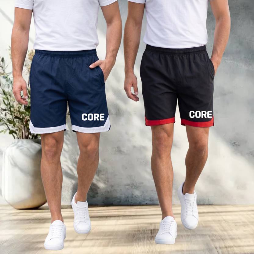 tthe dreams Pack of 2 Solid Men Blue, Black Gym Shorts, Sports Shorts, Regular Shorts, Running Shorts, Casual Shorts