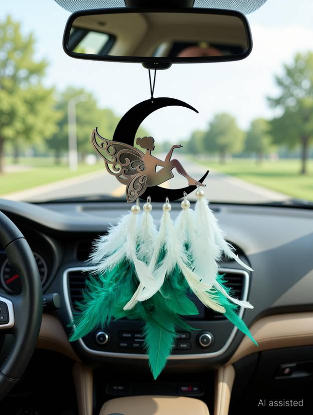 Artle Media Decorative and Half Moon With Fairi Dream Catcher For Car Hanging | Home Decor Decorative Showpiece  -  20 cm