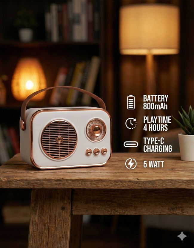 JAXTER Mini Retro Radio Bluetooth Speaker - Image 2