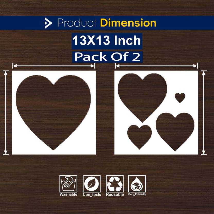 JAZZIKA Stencil for Wall Painting (Size:- 13X13 Inch) Theme:- "Love Heart" DIY Reusable Painting Sutaible For BedRoom, Drawing Room, Living Room Entrance Modern Home Wall Arts Stencil