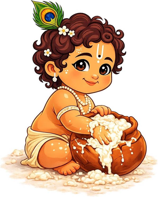 DTFHub 5 inch Little Krishna DTF Heat Transfer Sticker for Suit Fabric,Kurti, Dress, T Shirt Self Adhesive Sticker