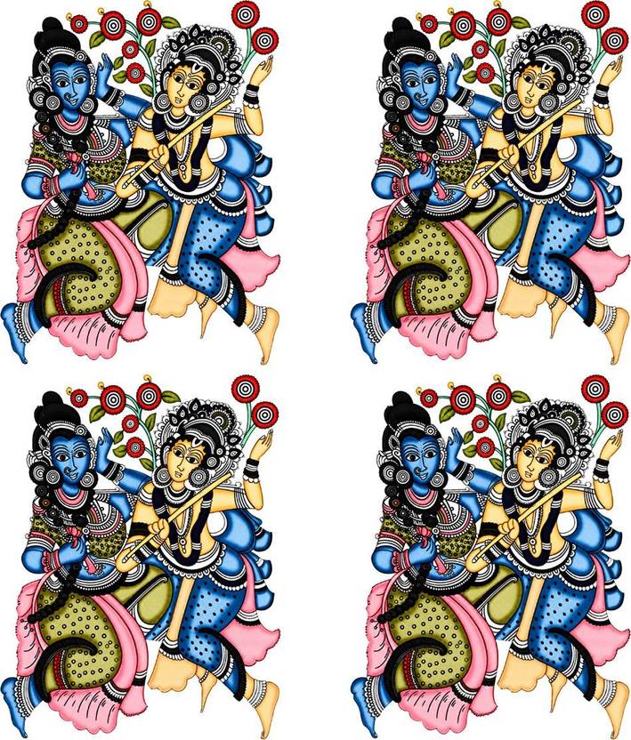 DTF VALA 7 inch DTF Heat Transfer Sticker Radha Krishna Kalamkari Design for Saree Blouse Kurti Self Adhesive Sticker