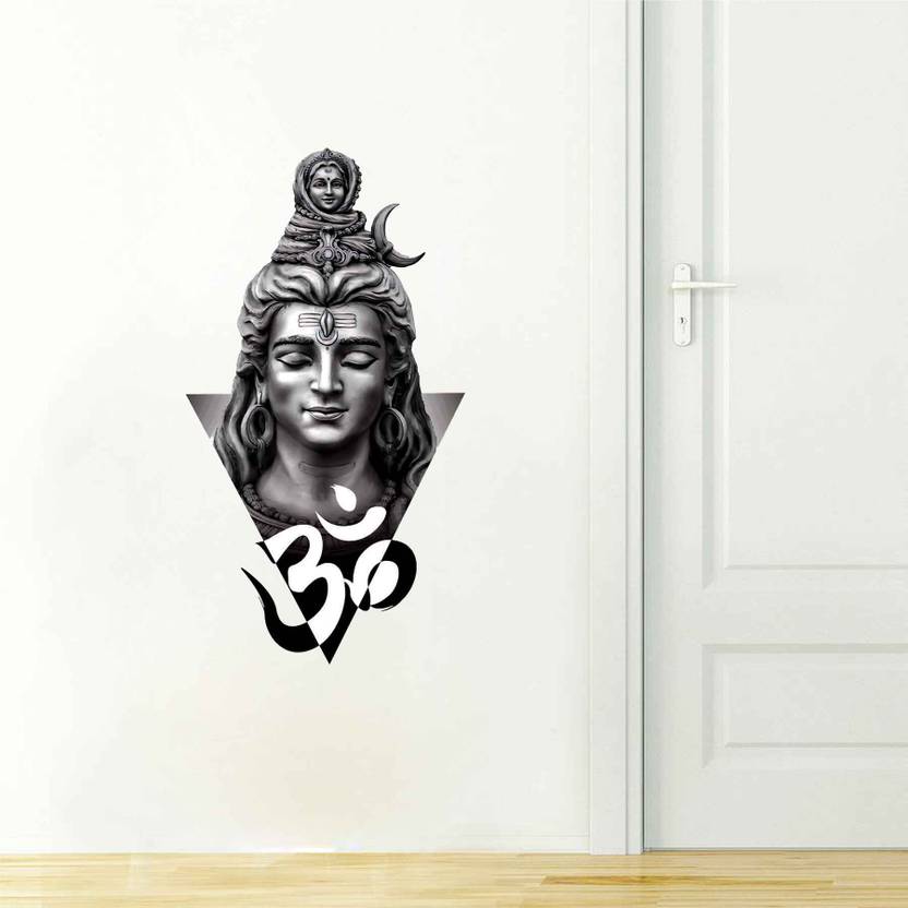 Azan Creation 35 cm Shiva OM Wall sticker & Mural sticker Size - 35x60cm Self Adhesive Sticker