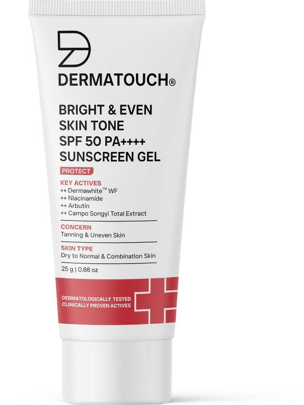 Dermatouch Sunscreen - SPF 50 PA++++ Bright & Even Skin Gel with Niacinamide, Arbutin & UV Protection for Tone