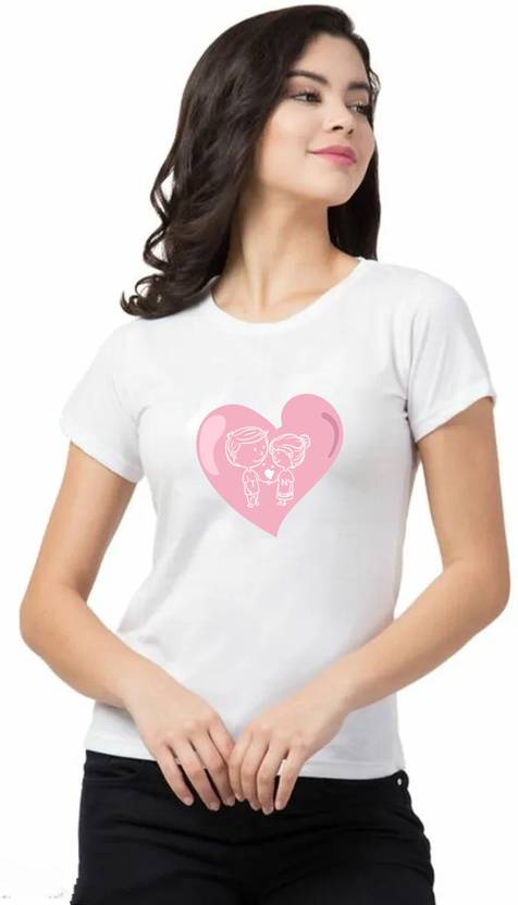 Stylimo Printed Women Round Neck White T-Shirt