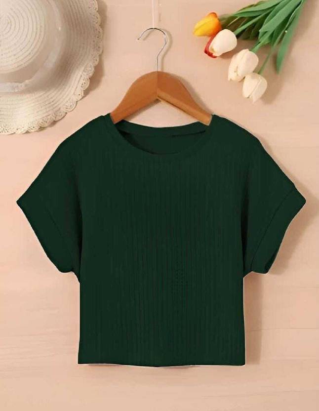 2013 USK COLLECTION Women Solid Round Neck Cotton Blend Pink T-Shirt