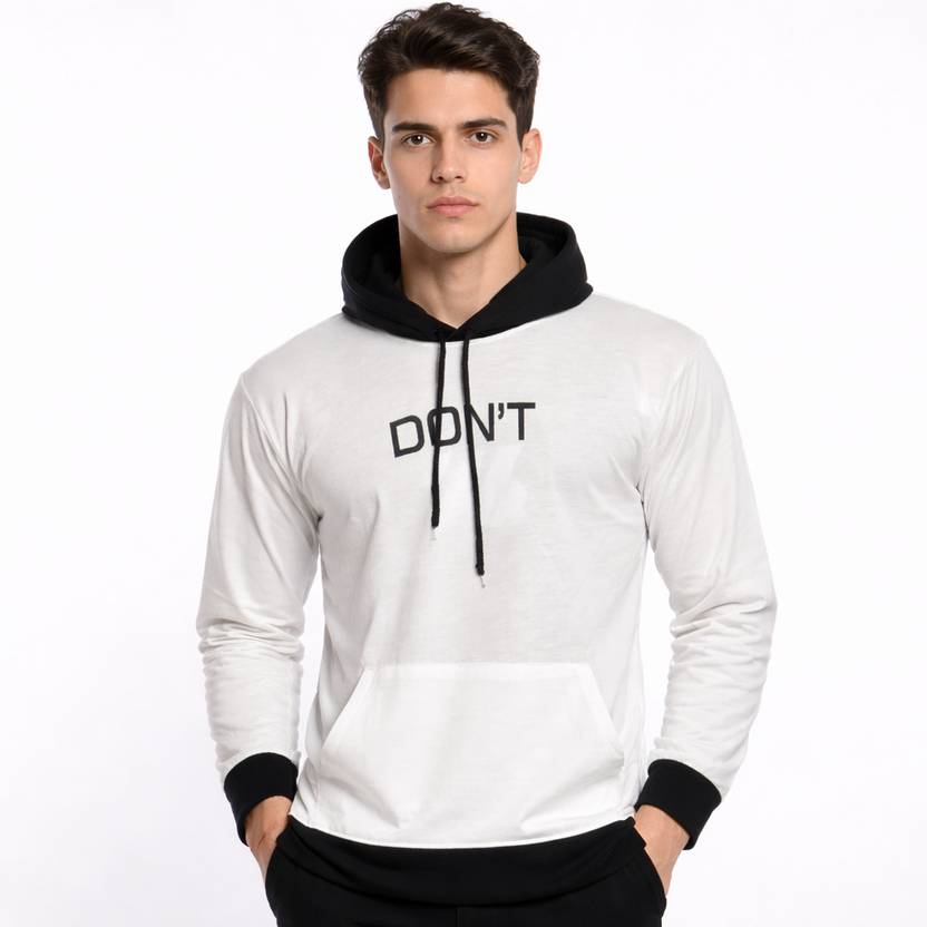 Bhadawar Creations Printed Men Hooded Neck White T-Shirt