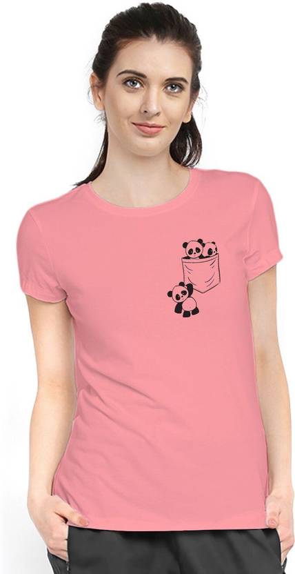 Stylimo Printed Women Round Neck Pink T-Shirt