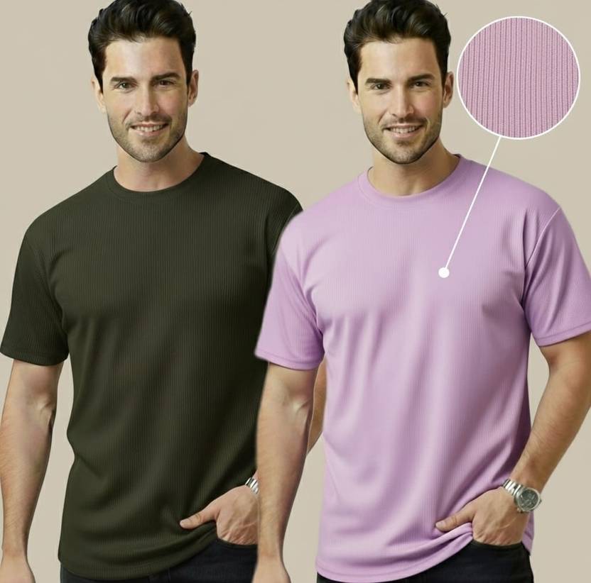 stylesmyth Men Solid Round Neck Polyester Dark Green T-Shirt